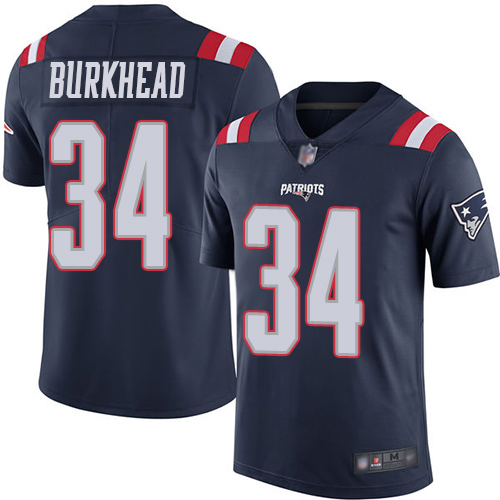 New England Patriots Football #34 Rush Vapor Limited Navy Blue Men Rex Burkhead NFL Jersey->women nfl jersey->Women Jersey